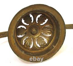 Old 1870's Solid Brass Hanging Kerosene Lamp Large 14 dia Antique Brass Frame