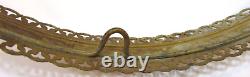 Old 1870's Solid Brass Hanging Kerosene Lamp Large 14 dia Antique Brass Frame