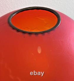Old 1890 Red Satin Amberina Flower Electric Kerosene Oil Gone With The Wind Lamp