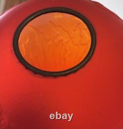 Old 1890 Red Satin Amberina Flower Electric Kerosene Oil Gone With The Wind Lamp