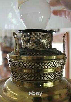 Old Antique B & H Ornate Brass COUNTRY STORE HANGING LAMP Electrified Oil Lamp