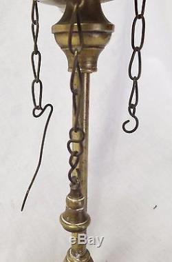 Old Antique Brass LUCERNE Whale OIL LAMP with 2 Tools Wick Pick & Snuffer