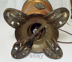 Old Antique Copper URN STYLE Electrified Oil LAMP with Green Cased Shade WORKS