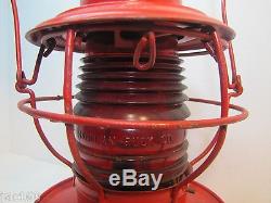 Old Handlan Oil Lantern Red Bevel Glass Globe St Louis USA Consolidated Edison