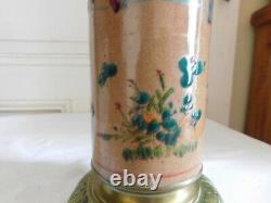 Old Oil Lamp Vase Roll Decor Signed By The Chinese And Butterfly