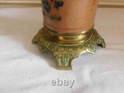 Old Oil Lamp Vase Roll Decor Signed By The Chinese And Butterfly