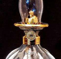 Opalescent Feather Miniature Oil Lamp, Antique Acorn Burner Complete UV reactive