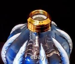 Opalescent Feather Miniature Oil Lamp, Antique Acorn Burner Complete UV reactive