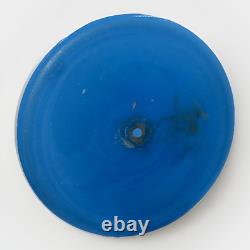 Opaline Blue Bristol Glass Oil Lamp Kerosene Hand Painted Bird, Flower with Burner