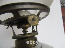Orig 19th Century Boston & Sandwich Glass Blue Baroque Painted Font Oil Lamp