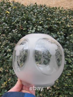 Orig 19th Century Boston & Sandwich Glass Blue Baroque Painted Font Oil Lamp