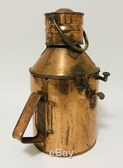 Original Antique Ships Marine Copper Signal Lamp Lantern Light with Oil Burner