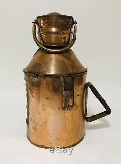 Original Antique Ships Marine Copper Signal Lamp Lantern Light with Oil Burner