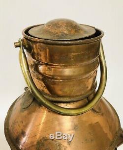 Original Antique Ships Marine Copper Signal Lamp Lantern Light with Oil Burner