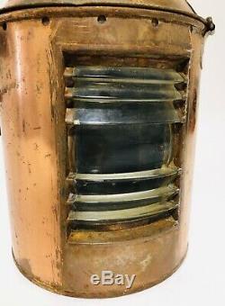 Original Antique Ships Marine Copper Signal Lamp Lantern Light with Oil Burner