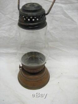 Original Antique Small Copper/tin Antique Skaters Lantern Oil Lamp Light Fluid