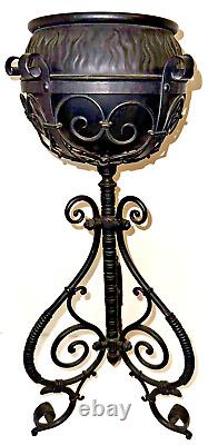 Ornate Antique Wrought Iron Oil Kerosene Banquet Lamp Holder Base for 5 Font