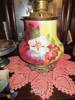 PAINTER SIGNED Antique Gone with the Wind Oil Lamp (GWTW Parlor Lamp) SCARCE