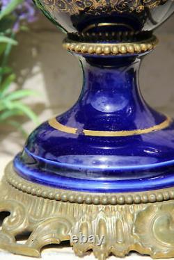 PAIR antique Vieux paris bayeux porcelain oil lamp vases portrait lady