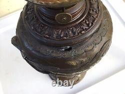 PLUME & ATWOOD P & A RARE ANTIQUE BRASS BRONZE OIL LAMP Asian Motif