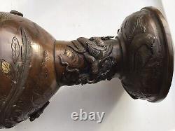 PLUME & ATWOOD P & A RARE ANTIQUE BRASS BRONZE OIL LAMP Asian Motif