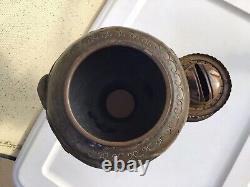 PLUME & ATWOOD P & A RARE ANTIQUE BRASS BRONZE OIL LAMP Asian Motif