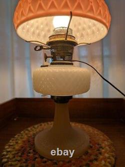 PRETTY IN PINK! 24 Aladdin MOONSTONE Converted Oil Lamp ROSE Pink Model B Glass