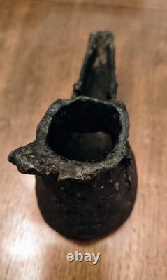 PRIMITIVE Antique Cast Iron Oil Lamp