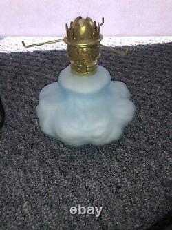 P&A Antique Miniature Blue Satin Puffy Cased Gone With The Wind Lamp 7 Oil