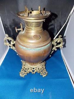 P&A Early Bronze/Copper Urn or Trophy Parlor Light Oil Lamp Electrified