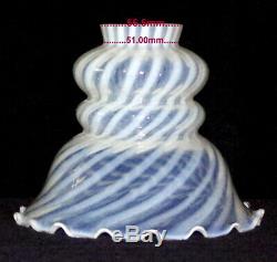 Pair (2) Blue Opalescent Swirl Kerosene Oil Electric Lamp Shades Fenton