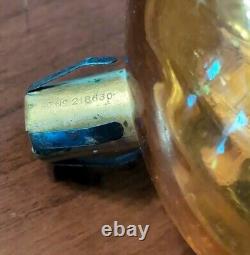 Pair Antique Amber Swirl Glass Kerosene Oil Peg Lamps English Rund Brenner