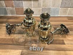 Pair Antique Brass Ships Bulkhead Oil Lamp Light Maritime Marine Nautical Boat