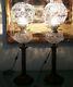 Pair Antique Neoclassical Crystal John Scott Oil Lamp Converted 28
