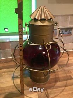 Pair Huge Vintage Ships Hanging Onion Oil Lamps Light Maritime Marine Nautical