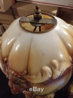Pair Of Antique Consolidated Co Gone With The Wind Oil Lamp Blown Out Lions Head