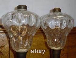 Pair Of Antique Kerosene Lamps with Marble Bases 11.75