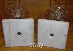 Pair Of Antique Kerosene Lamps with Marble Bases 11.75