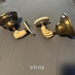 Pair Wall lights Oil lamp style Vintage French sconces Figural Hand Antique