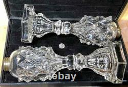 Pair of Antique Giant Sawtooth Flint Glass Whale Oil Lamps, Hexagonal Base