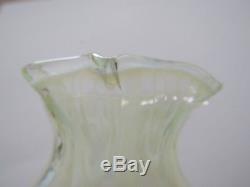 Pair of Antique Opalescent Vaseline Glass Shades Bullseye Oil Gas Lamp