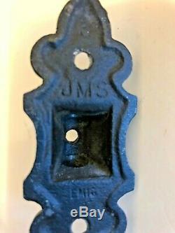 Pair of Antique Victorian Cast Iron Oil Lamp Wall Sconce Brackets and Lamps