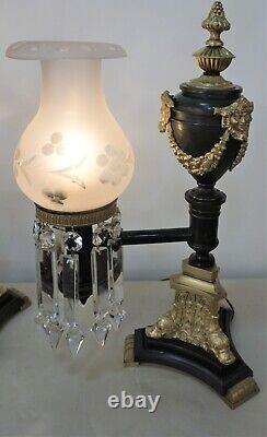 Pair of Bronze Argand Lamps Thomas Messenger & Son