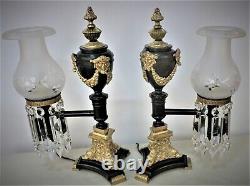 Pair of Bronze Argand Lamps Thomas Messenger & Son