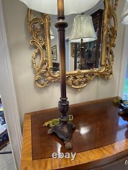 Pair of Buffet/Table Lamps Oil-Rubbed Bronze Finish withAntique Gold Burnishing