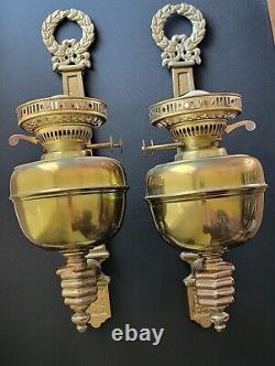 Pair of Vintage Brass Wall Sconce Oil Lamps with Hands by John Scott in England