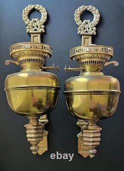 Pair of Vintage Brass Wall Sconce Oil Lamps with Hands by John Scott in England