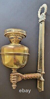 Pair of Vintage Brass Wall Sconce Oil Lamps with Hands by John Scott in England