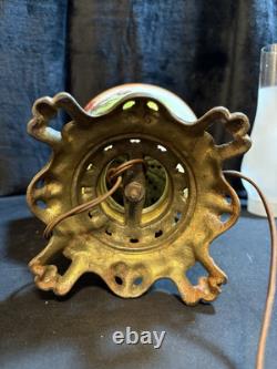 Parlor Lamp Antique Electrified Oil Lamp GWTW Fox & Roses Scene Floral 23 T