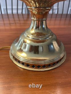 Perfect Pair of Working Antique Polished Brass Oil Lamps Converted to Electric
